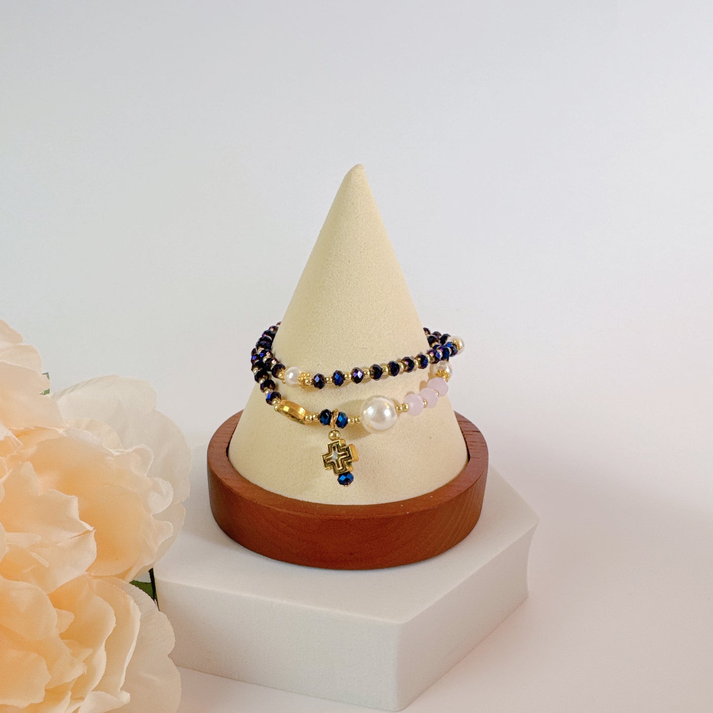 Deep Purple Metallic Crystals Rosary Bracelet