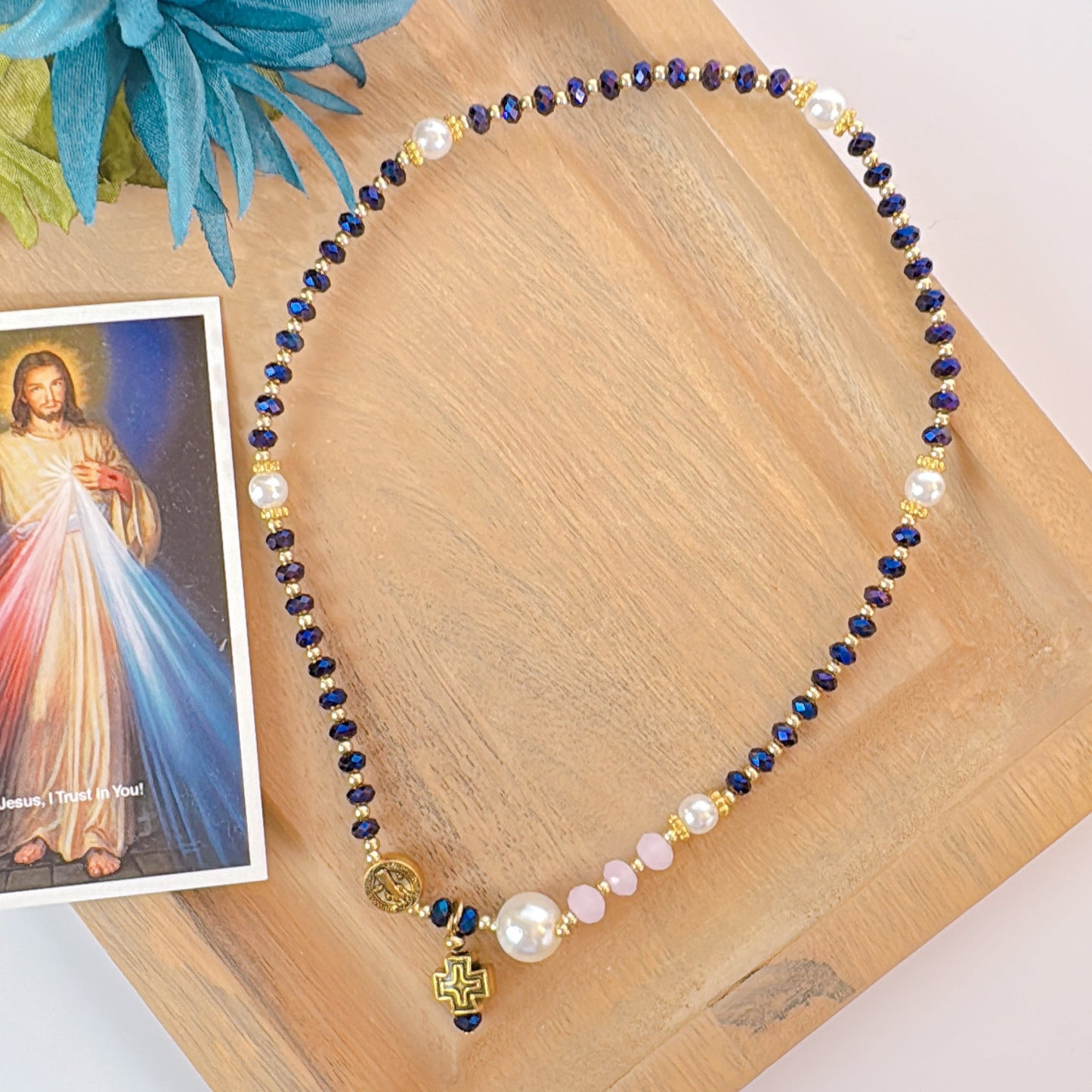 Deep Purple Metallic Crystals Rosary Bracelet
