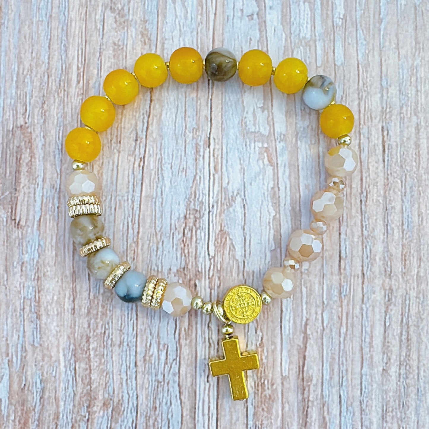 Golden Grace One Decade Rosary Bracelet Set