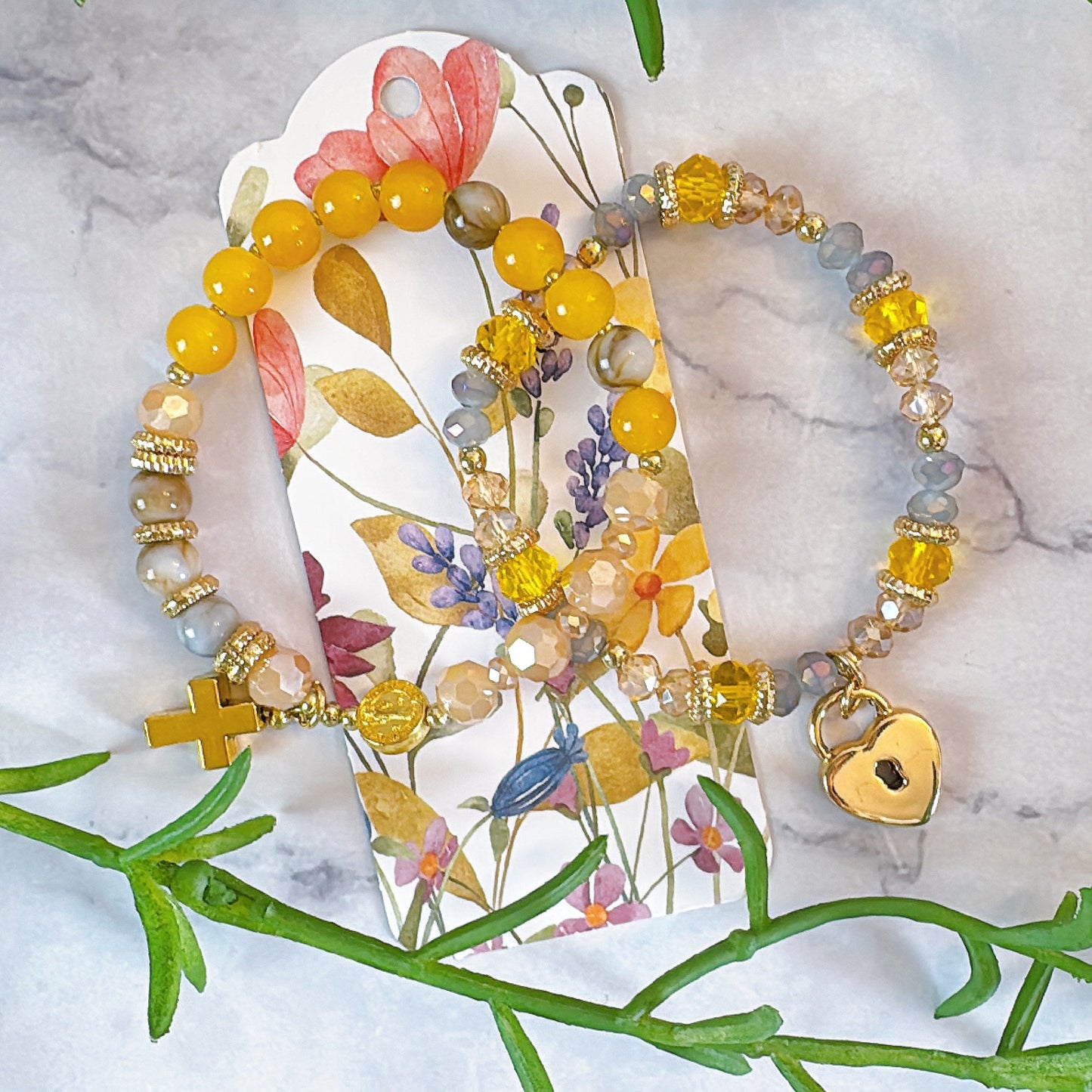 Golden Grace One Decade Rosary Bracelet Set