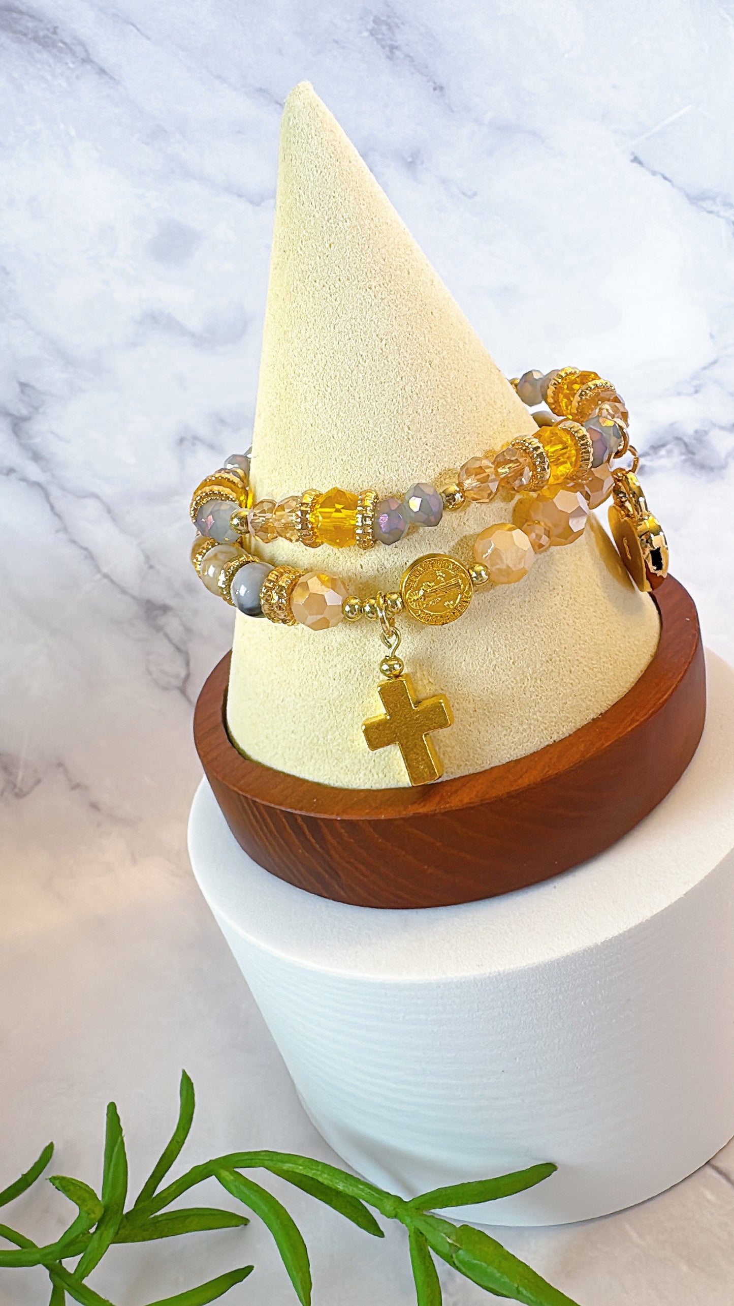 Golden Grace One Decade Rosary Bracelet Set