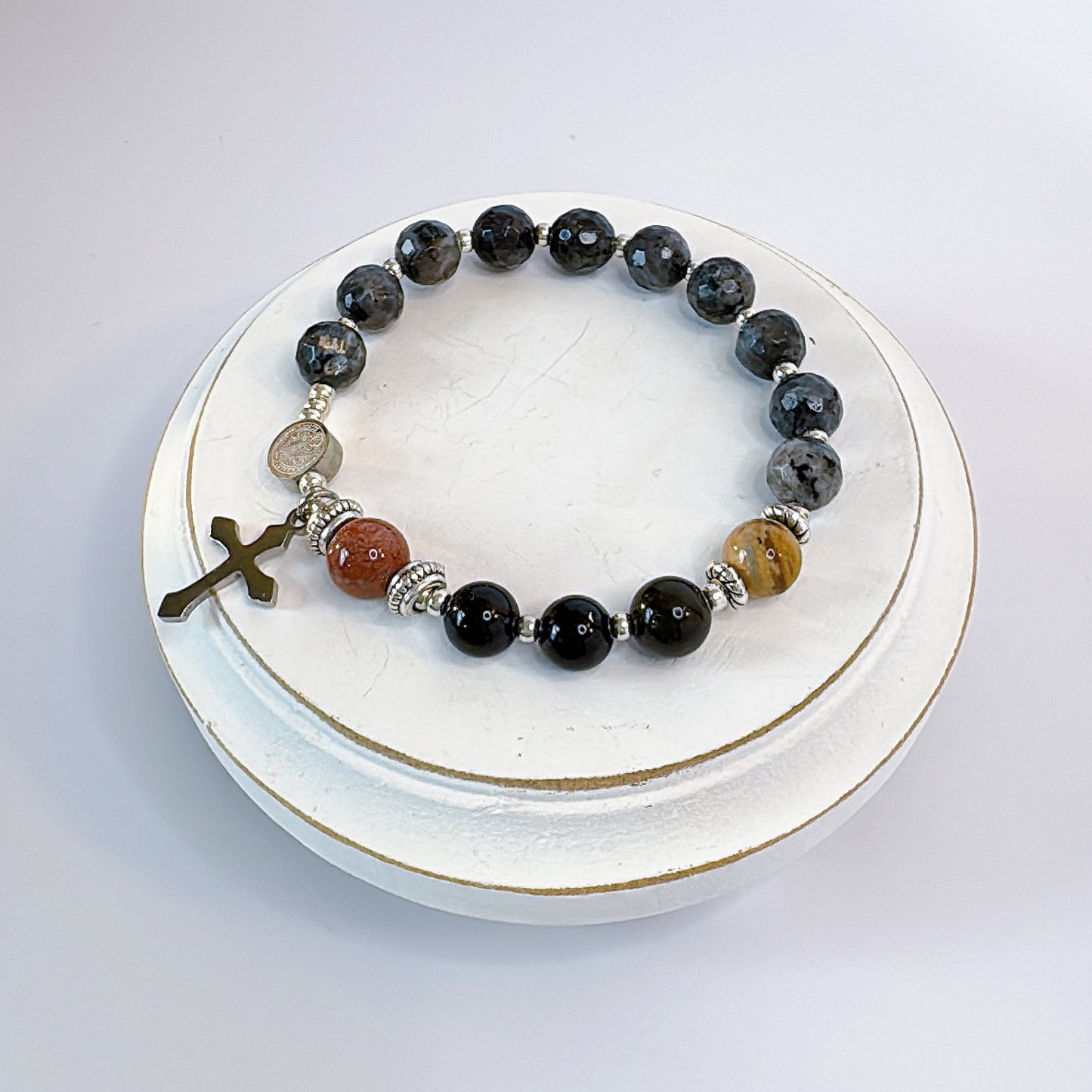 8mm Larvikite One Decade Rosary Bracelet