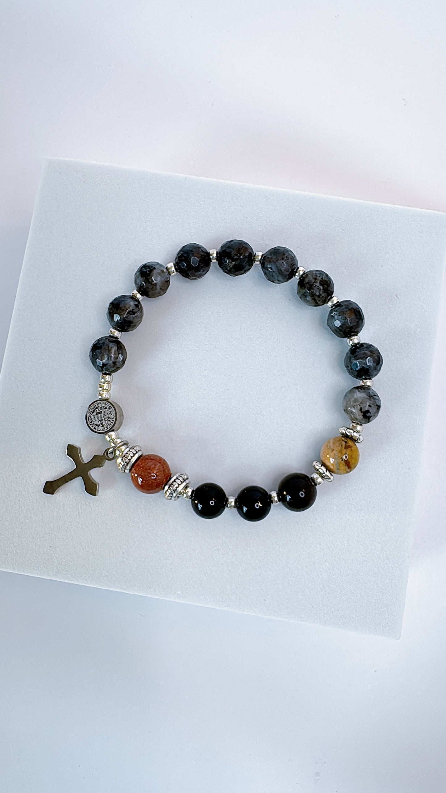 8mm Larvikite One Decade Rosary Bracelet