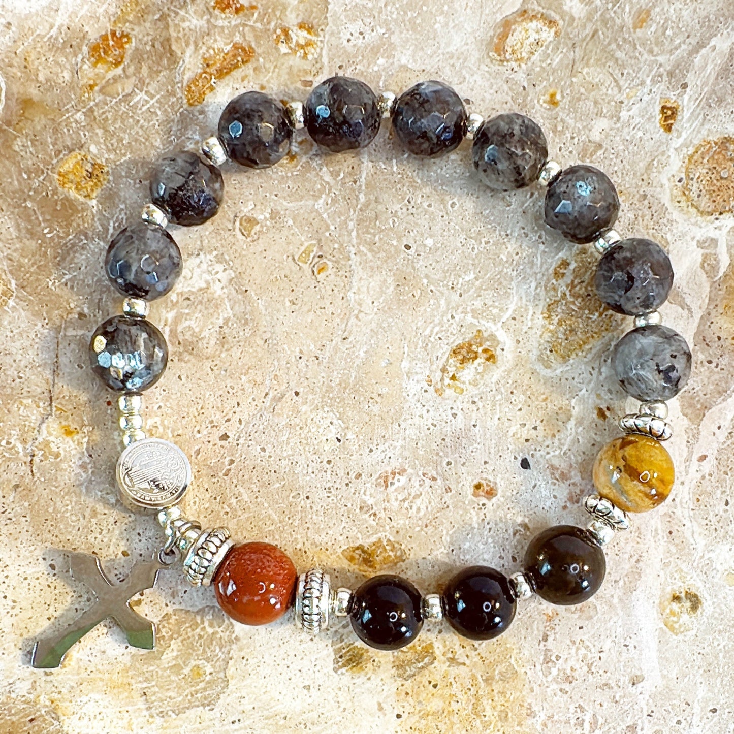8mm Larvikite One Decade Rosary Bracelet