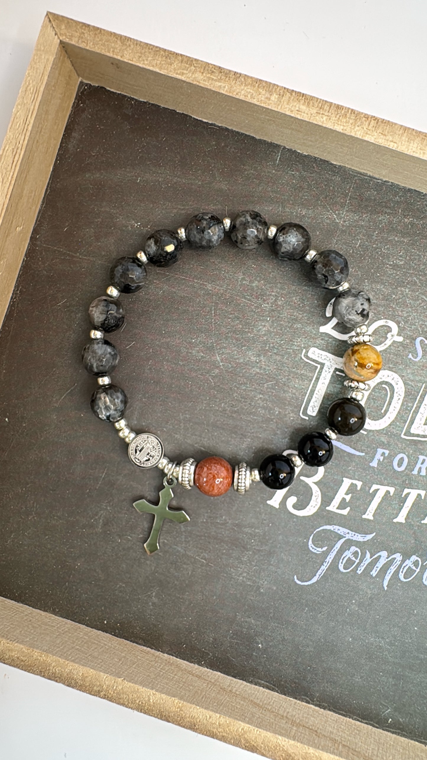 8mm Larvikite One Decade Rosary Bracelet