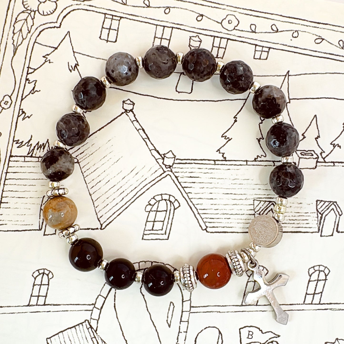 8mm Larvikite One Decade Rosary Bracelet