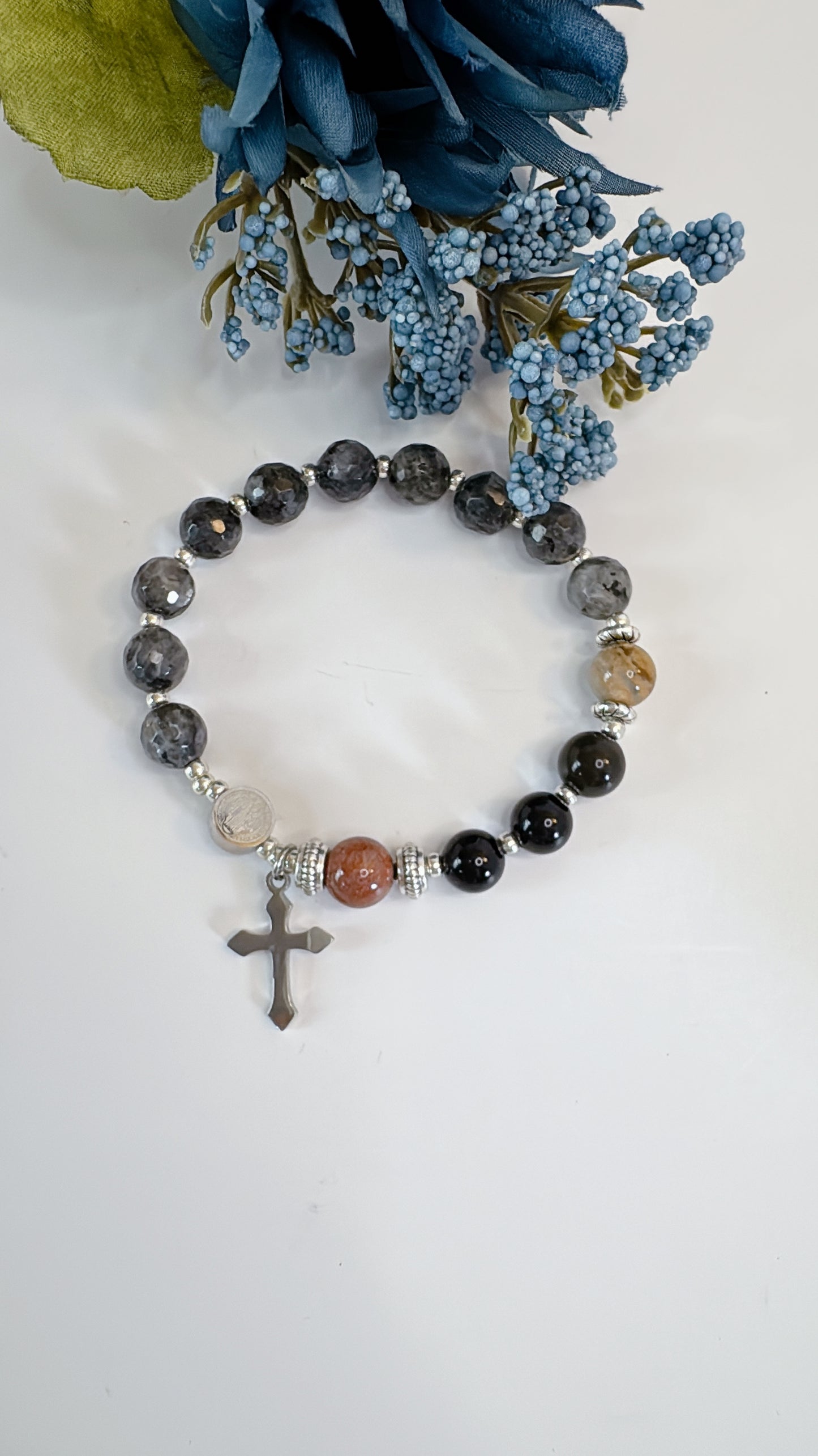 8mm Larvikite One Decade Rosary Bracelet