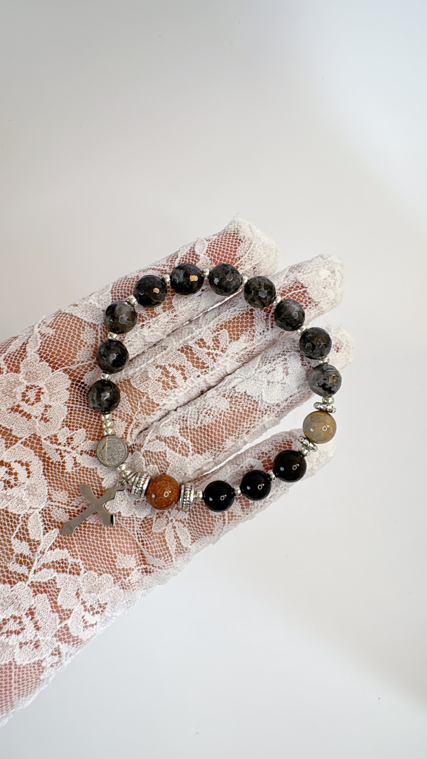 8mm Larvikite One Decade Rosary Bracelet