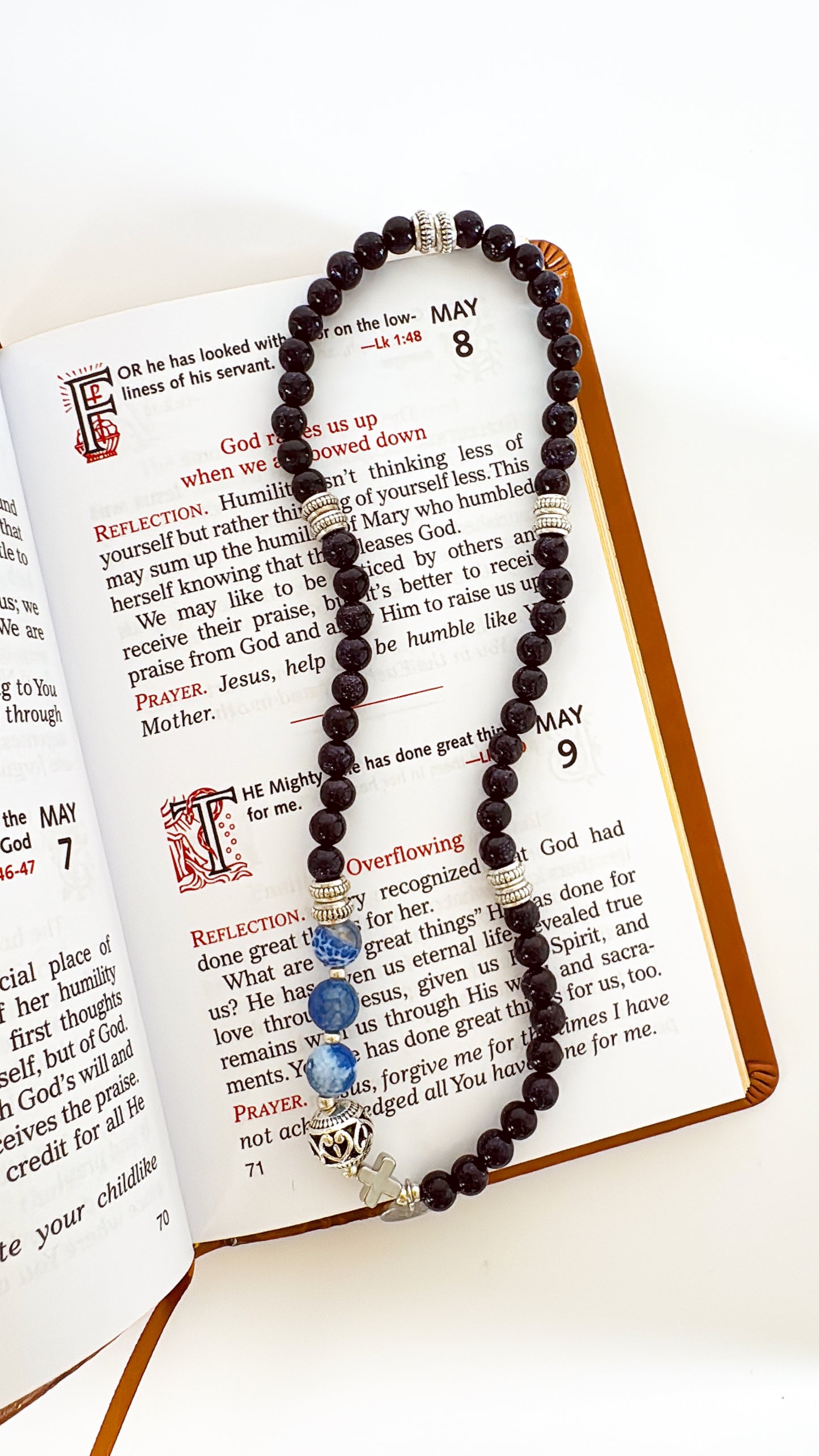 6mm Blue Goldsand Full Decades Rosary Bracelet