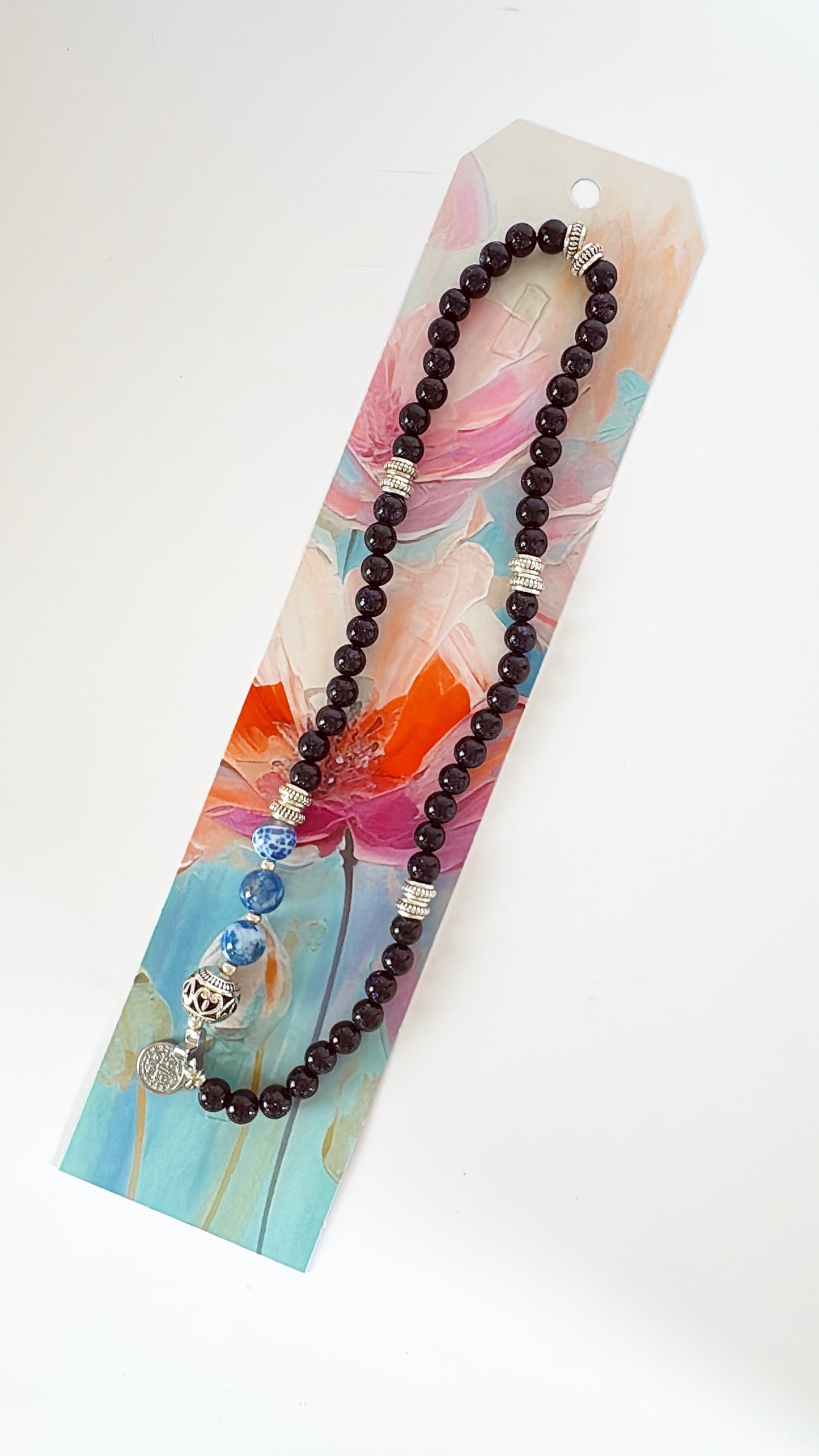 6mm Blue Goldsand Full Decades Rosary Bracelet