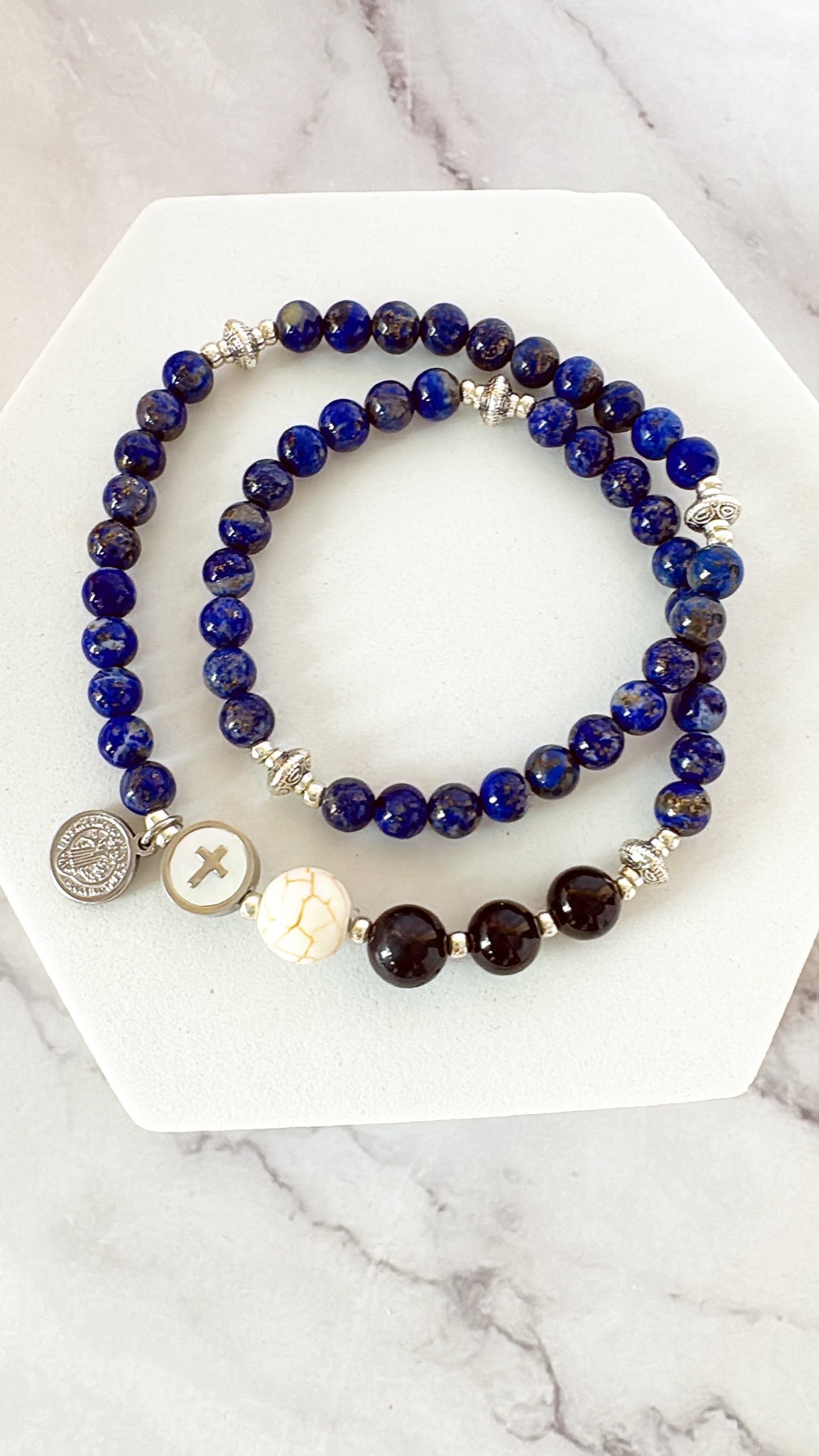 6mm Lapis Lazuli Full Decades Rosary Bracelet