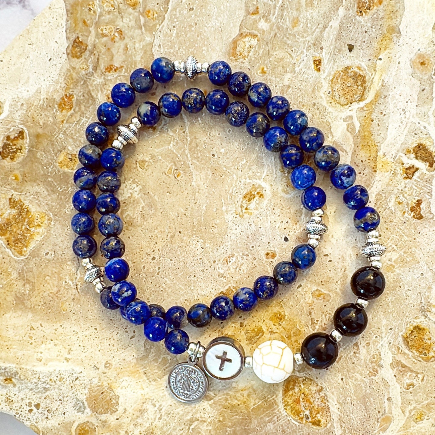 6mm Lapis Lazuli Full Decades Rosary Bracelet