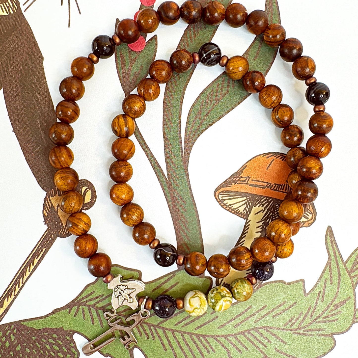 6mm Pear Wood Full Decade Rosary Bracelet
