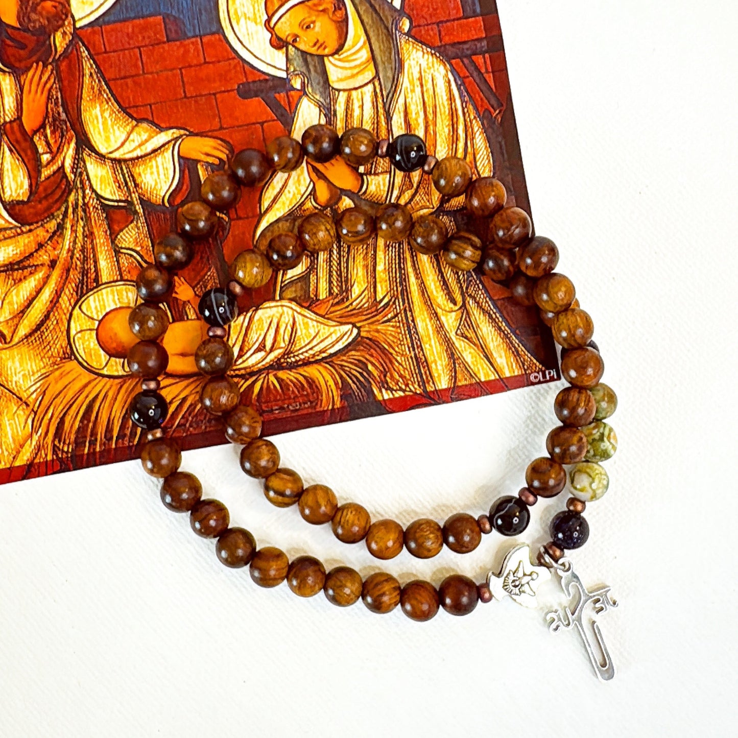 6mm Pear Wood Full Decade Rosary Bracelet