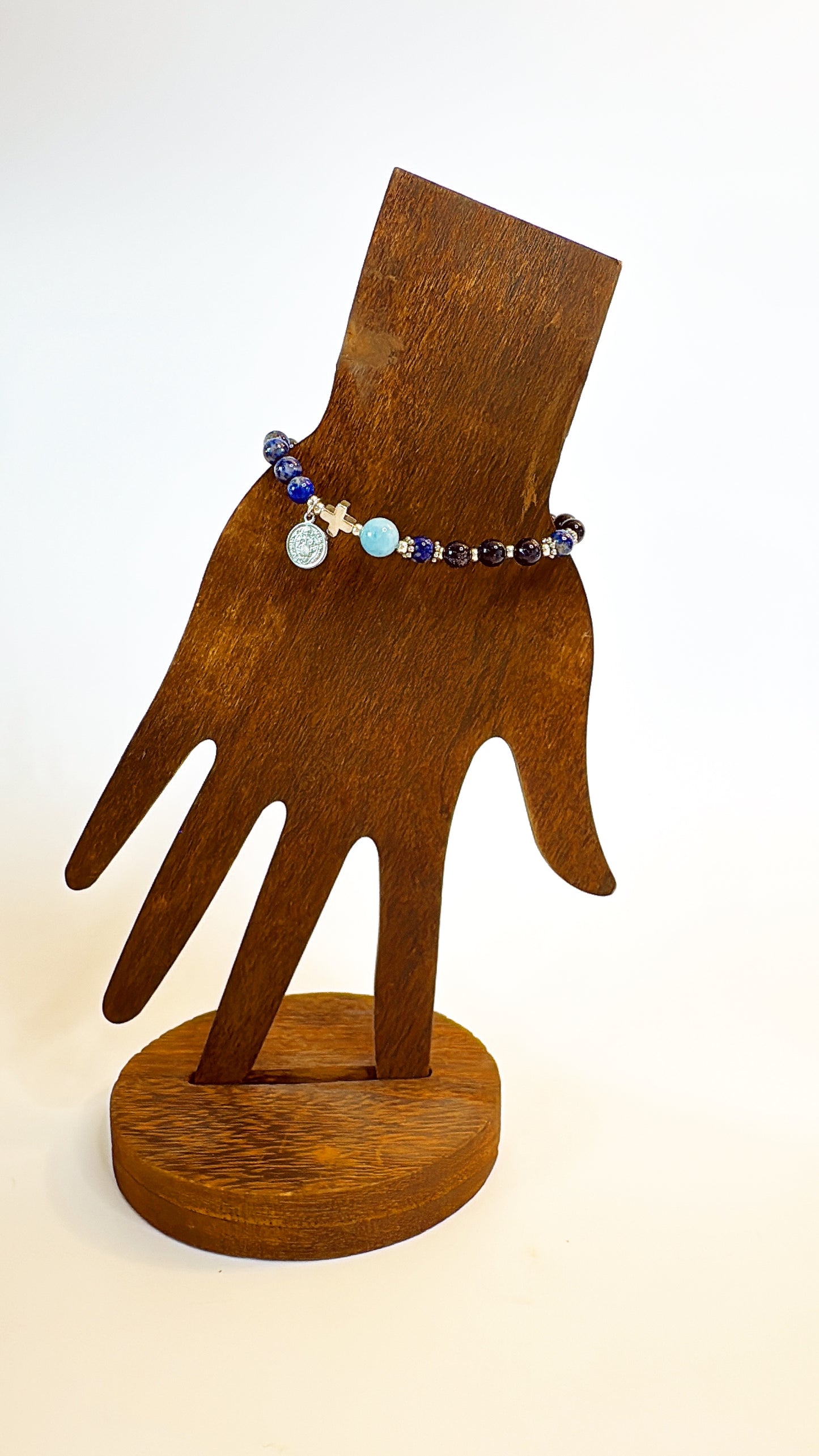 6mm Blue Goldsand Two Decades Rosary Bracelet