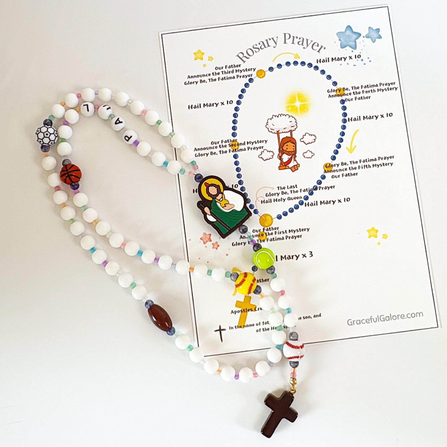Little Champion Rosary | Custom Name Beads Option (up to 10 characters)