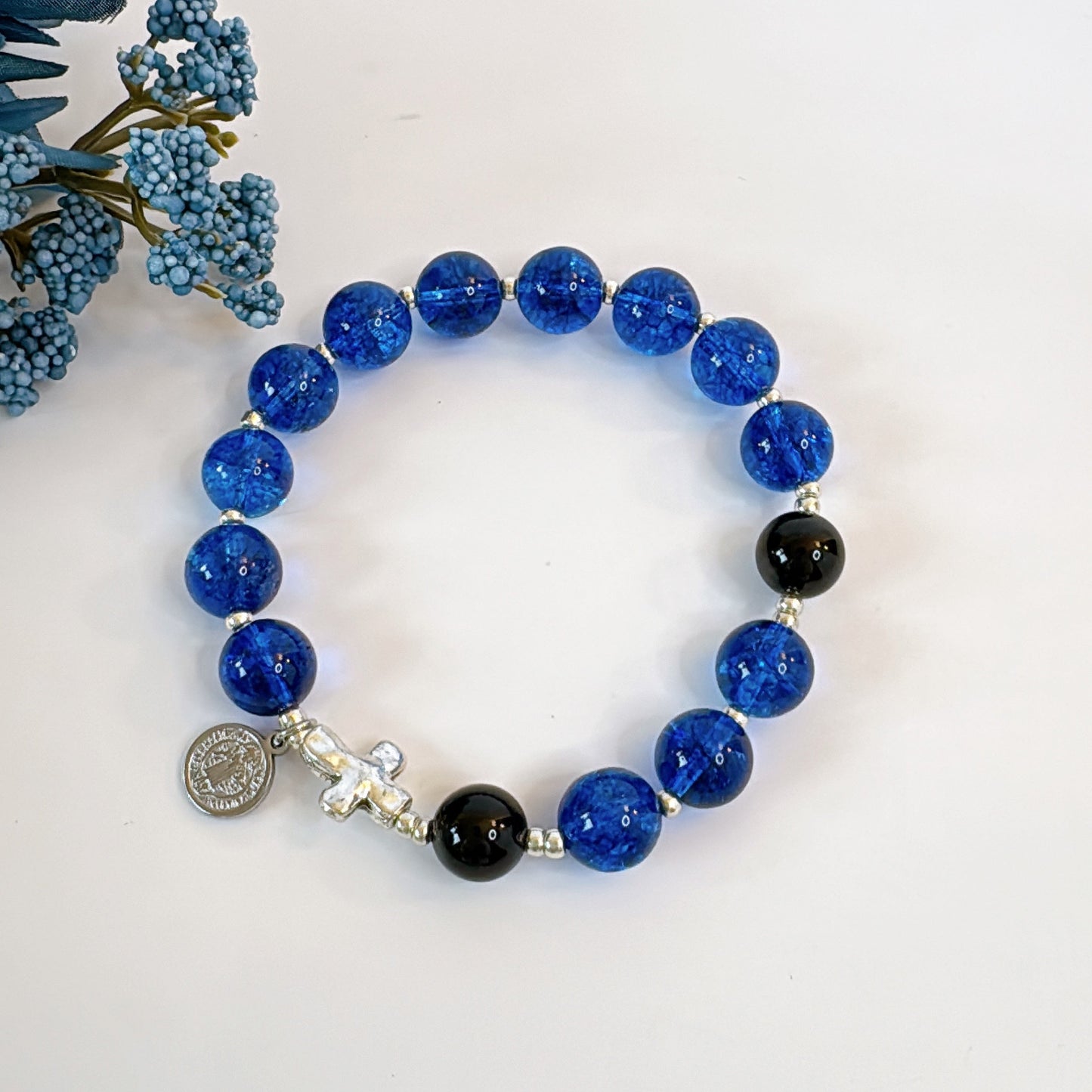Anchor of Faith 10mm Men's Rosary Bracelet