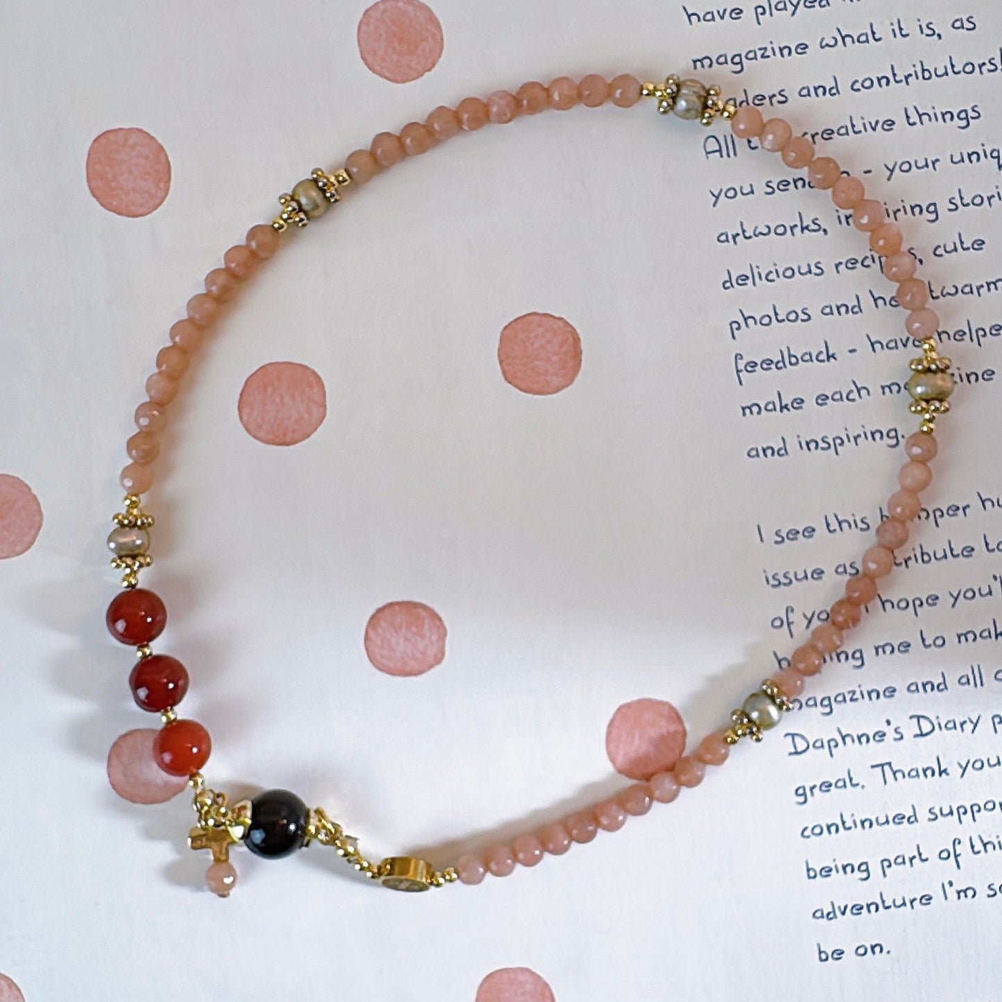 Sunstone with Agate Magnetic Rosary Bracelet