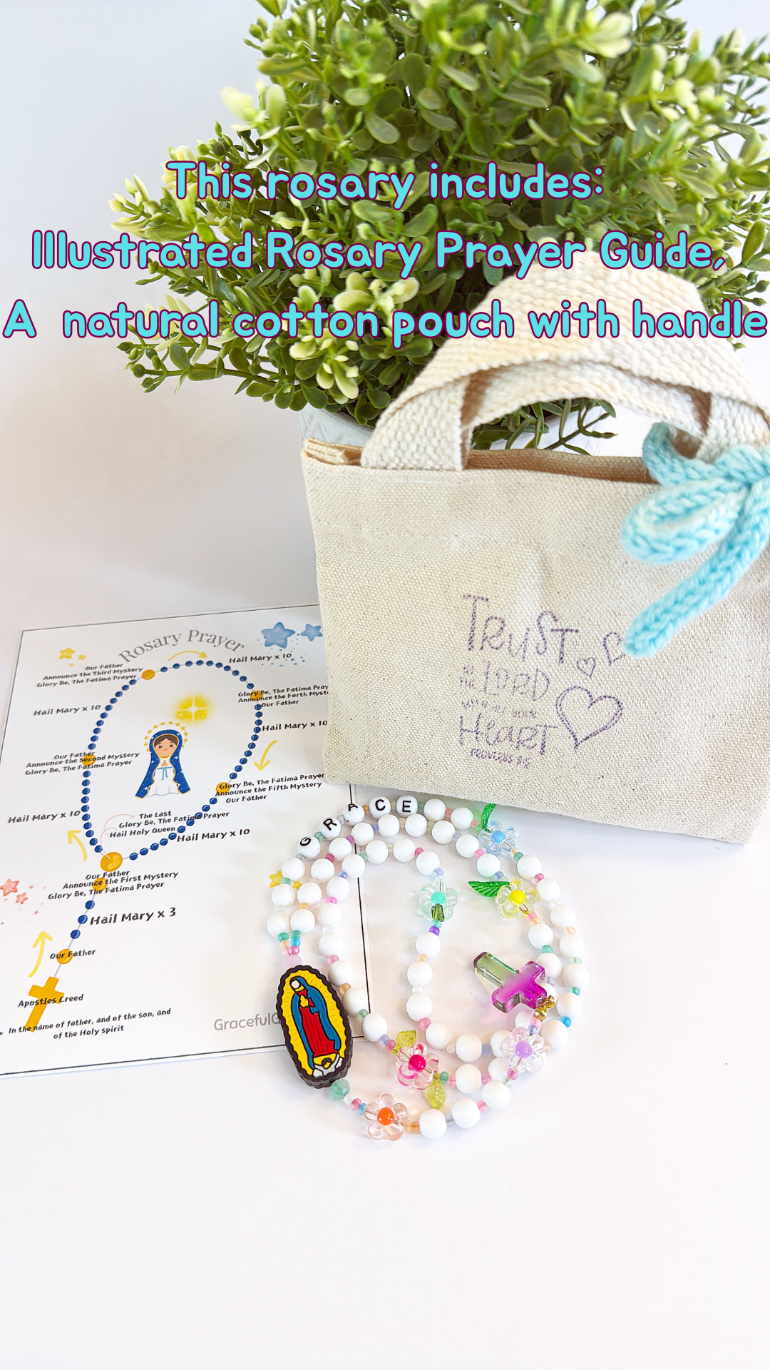 Garden of Grace Rosary for Children | Custom Name Beads Option (up to 10 characters)