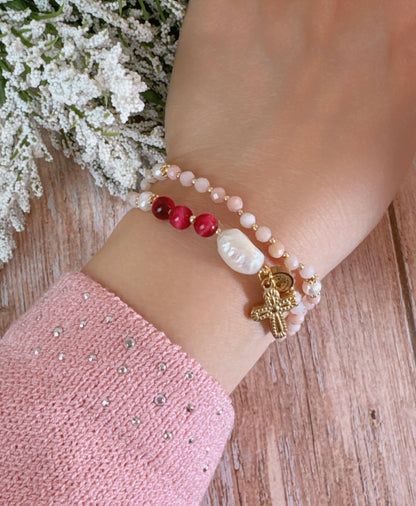 Pink Opal Rosary Bracelet