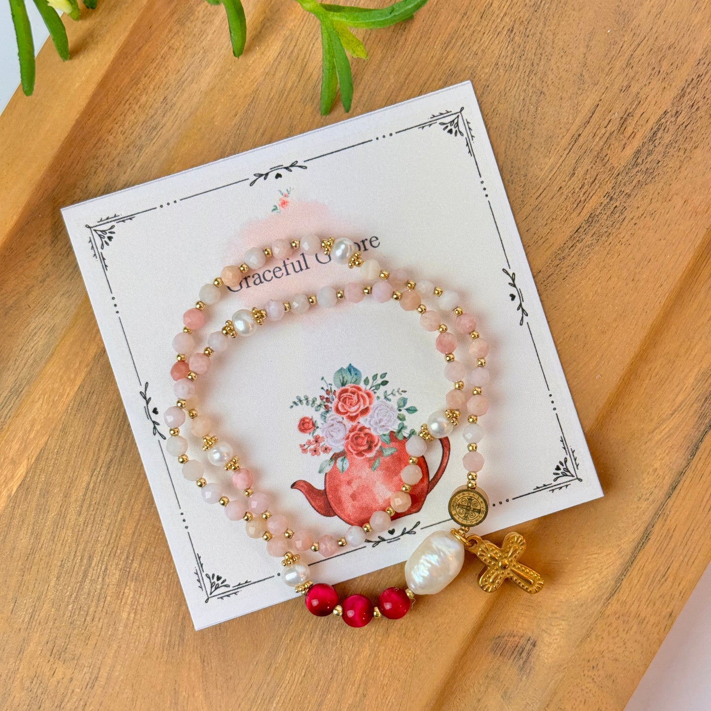 Pink Opal Rosary Bracelet