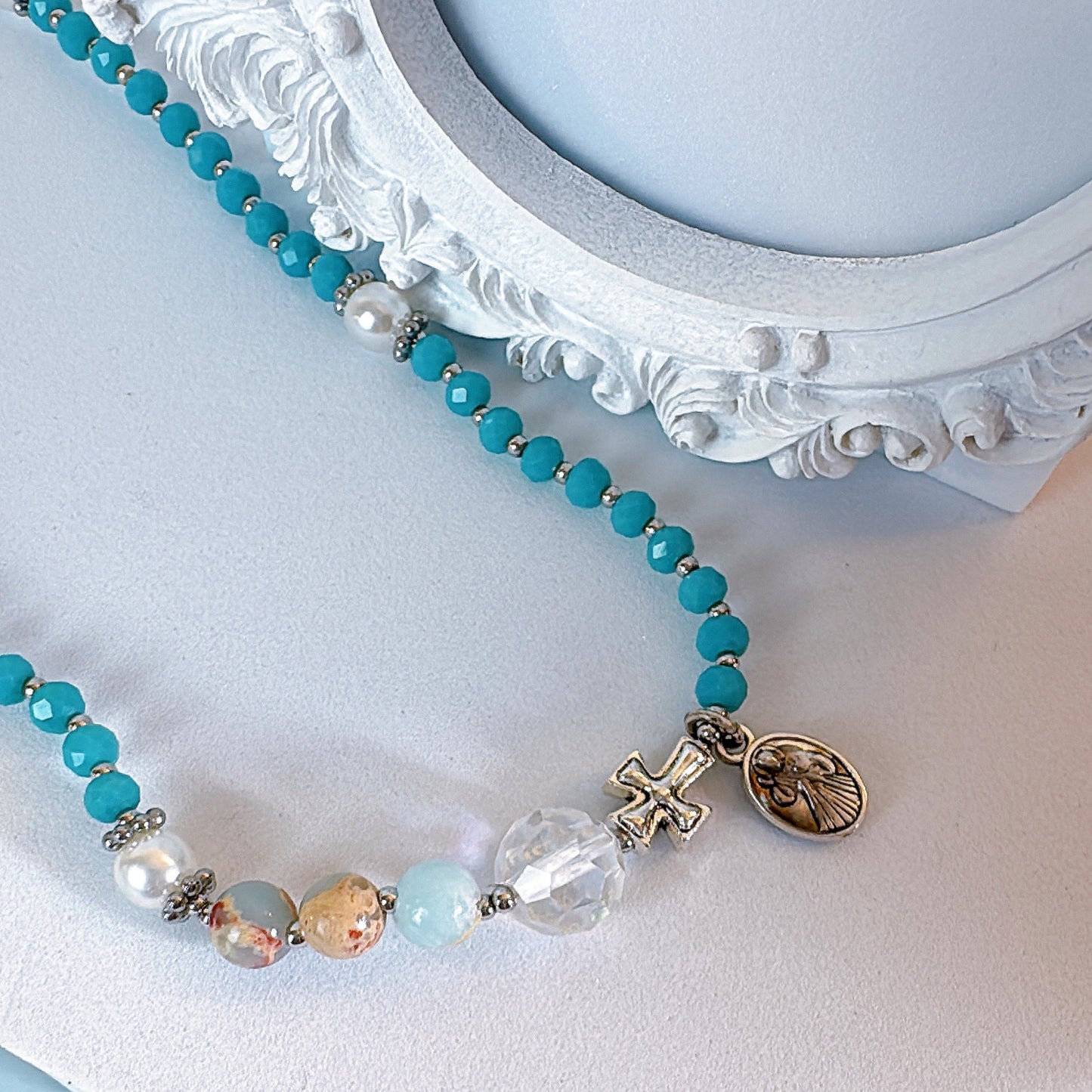 Turquoise Crystal Rosary Bracelet