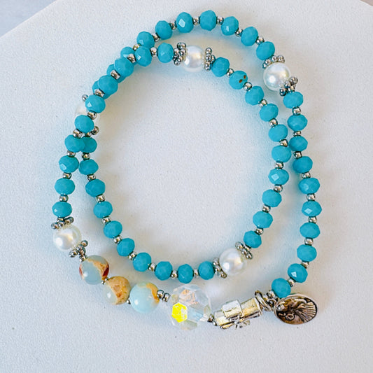 Turquoise Crystal Rosary Bracelet