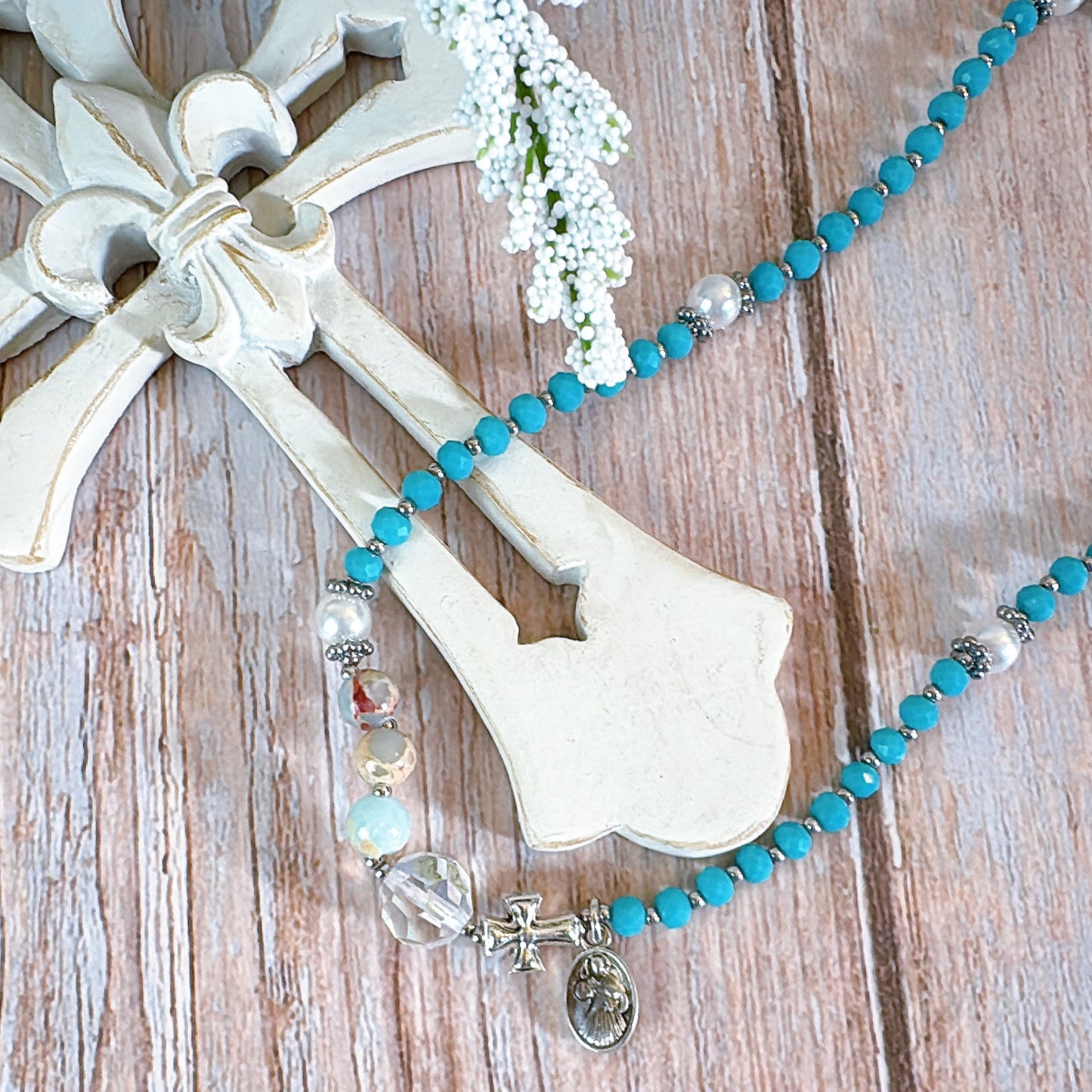 Turquoise Crystal Rosary Bracelet