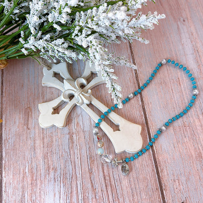 Turquoise Crystal Rosary Bracelet