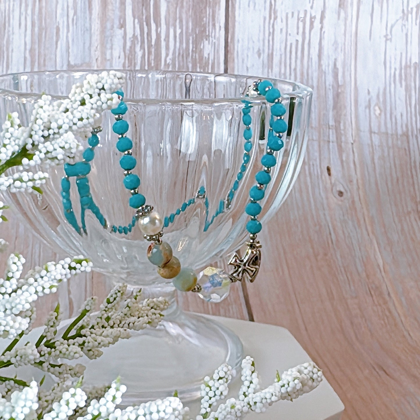 Turquoise Crystal Rosary Bracelet