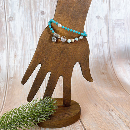 Turquoise Crystal Rosary Bracelet