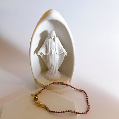 Golden Orange Crystal with Beige Crystal Rosary Bracelet