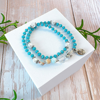 Turquoise Crystal Rosary Bracelet