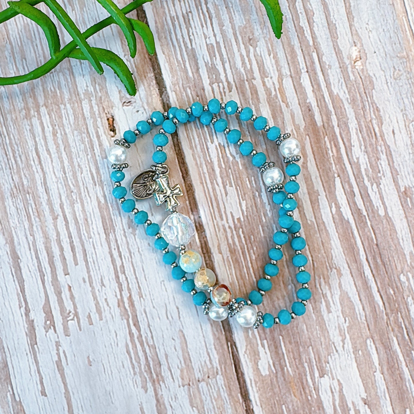 Turquoise Crystal Rosary Bracelet