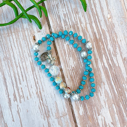 Turquoise Crystal Rosary Bracelet