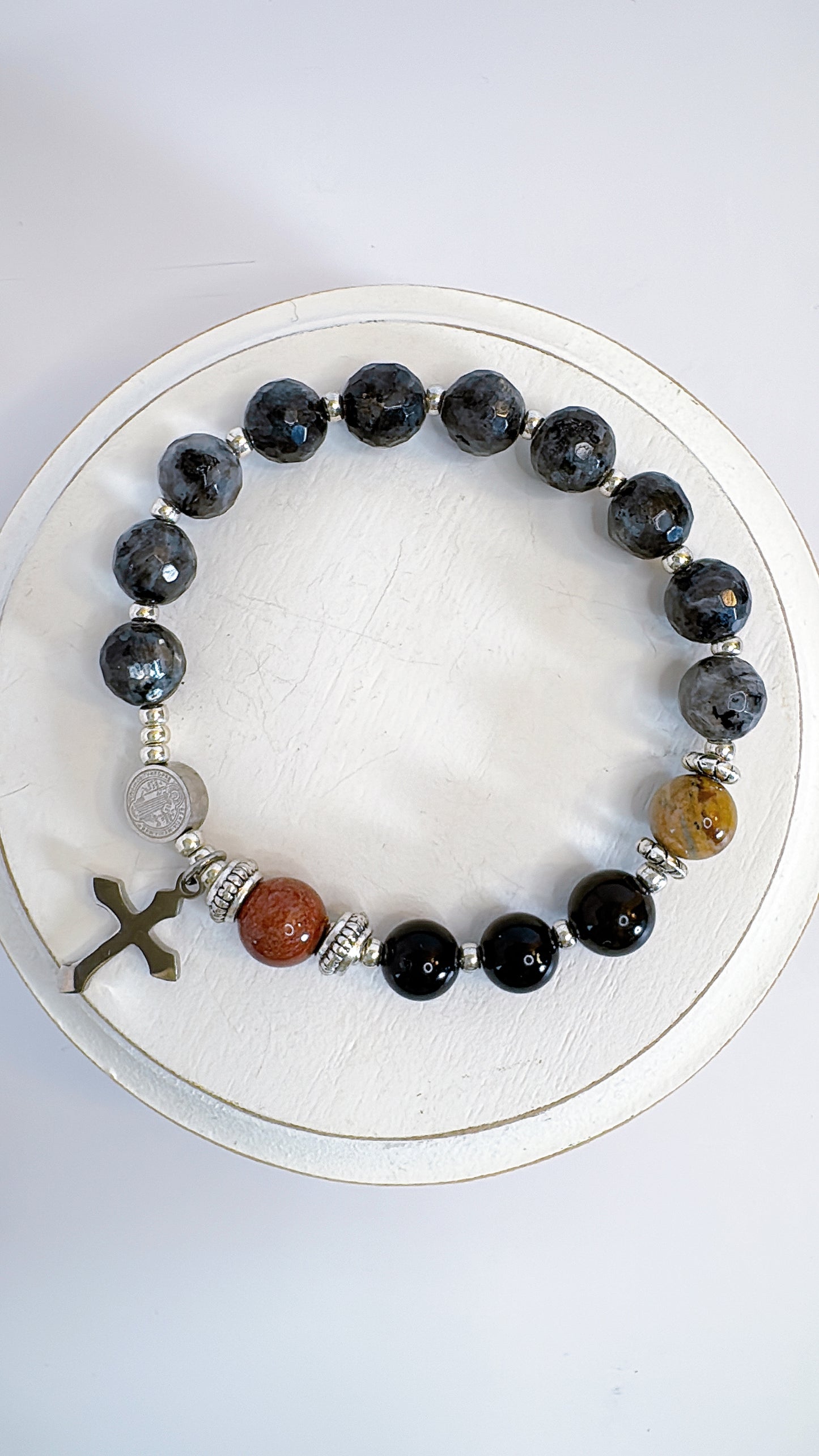8mm Larvikite One Decade Rosary Bracelet