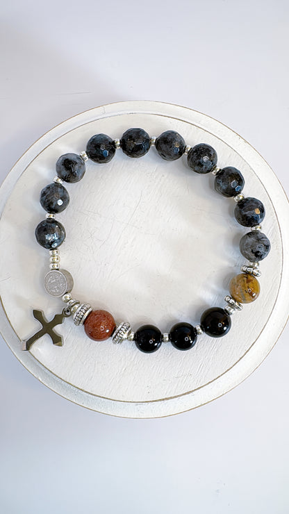 8mm Larvikite One Decade Rosary Bracelet