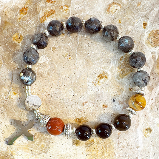 8mm Larvikite One Decade Rosary Bracelet