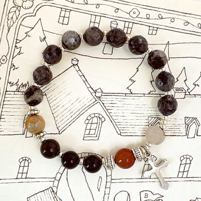 8mm Larvikite One Decade Rosary Bracelet