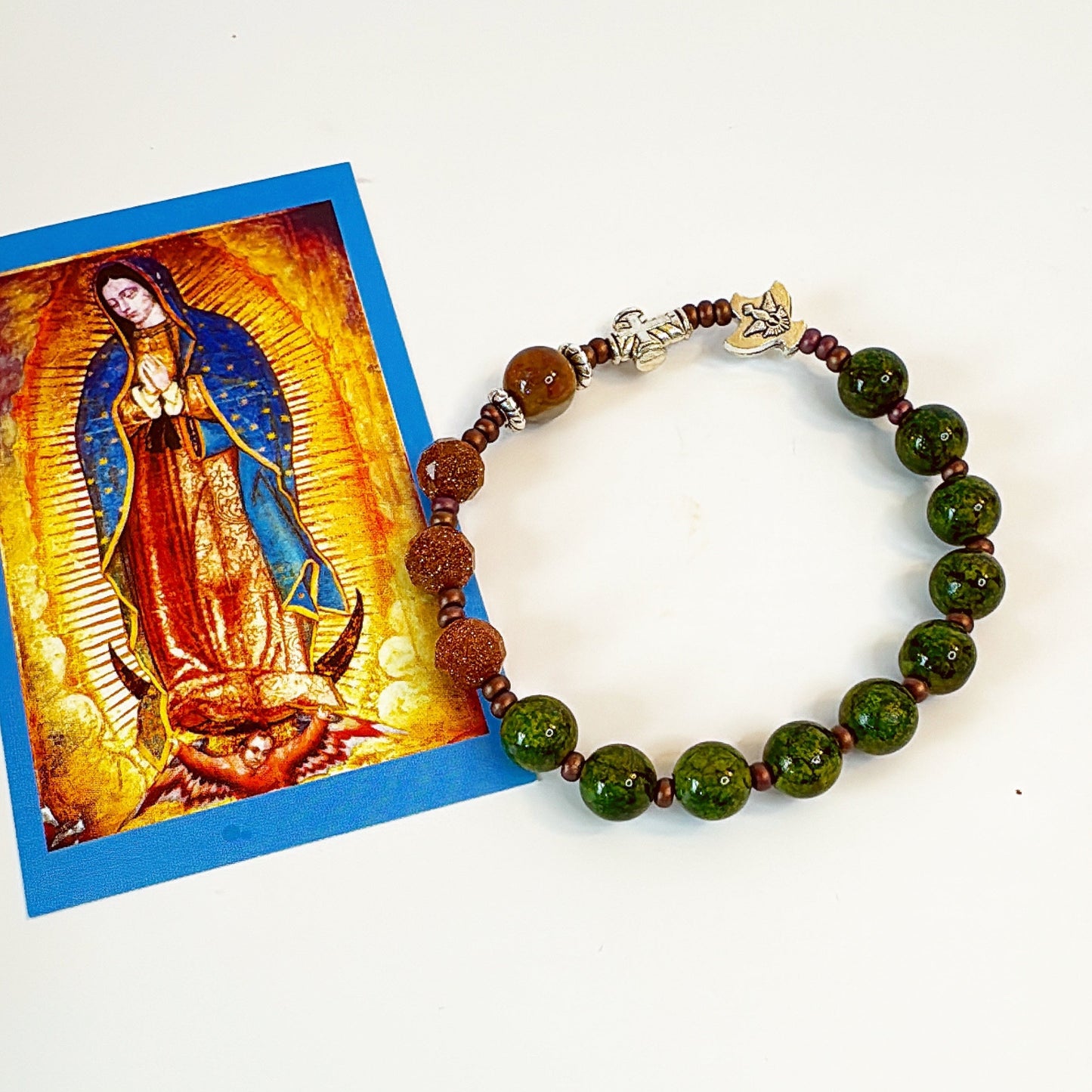 8mm Green Quartz One Decade Rosary Bracelet