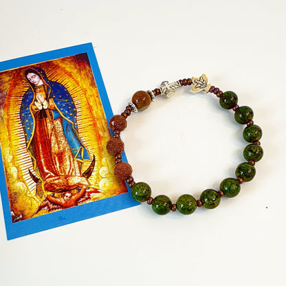 8mm Green Quartz One Decade Rosary Bracelet