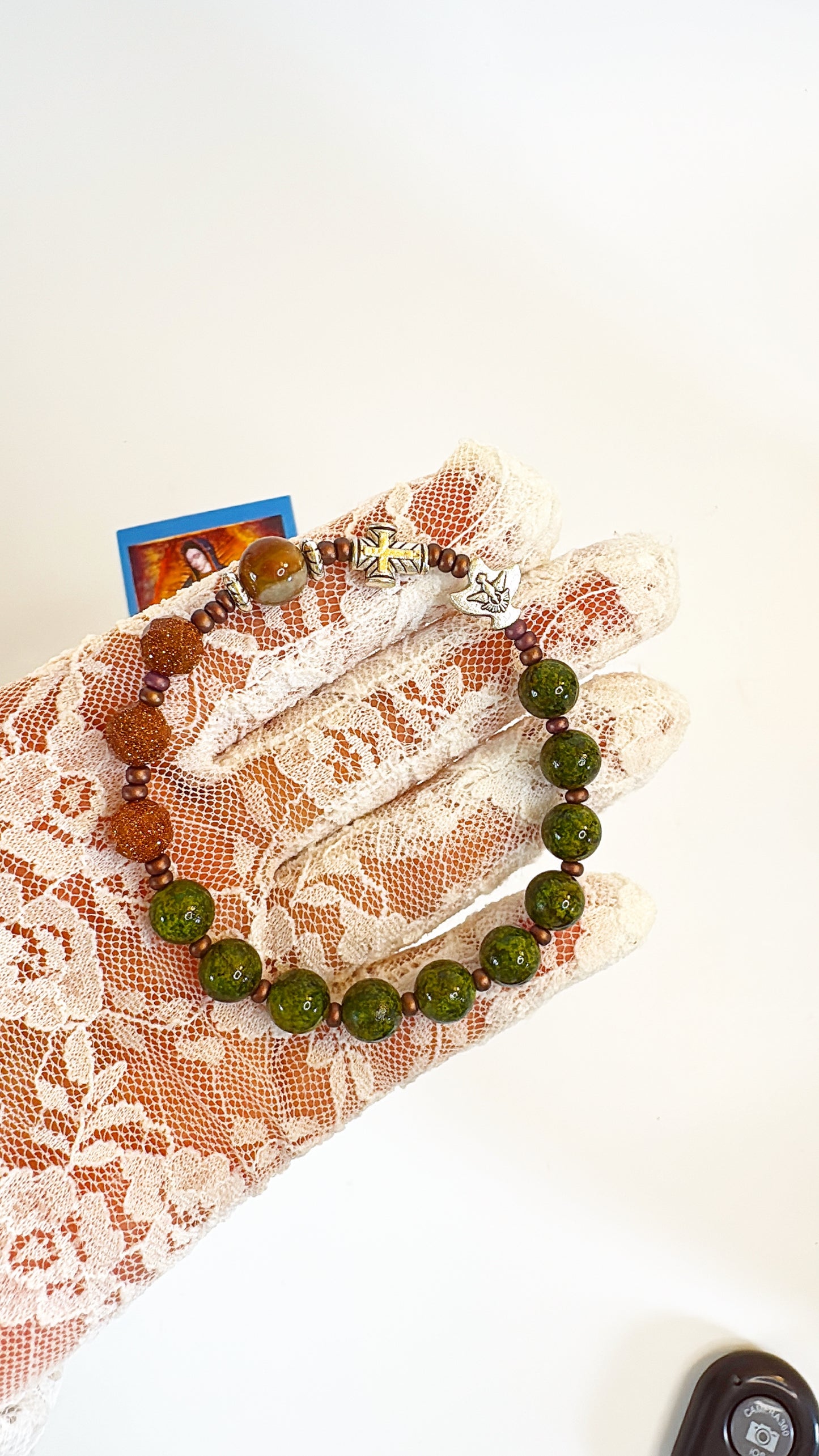 8mm Green Quartz One Decade Rosary Bracelet