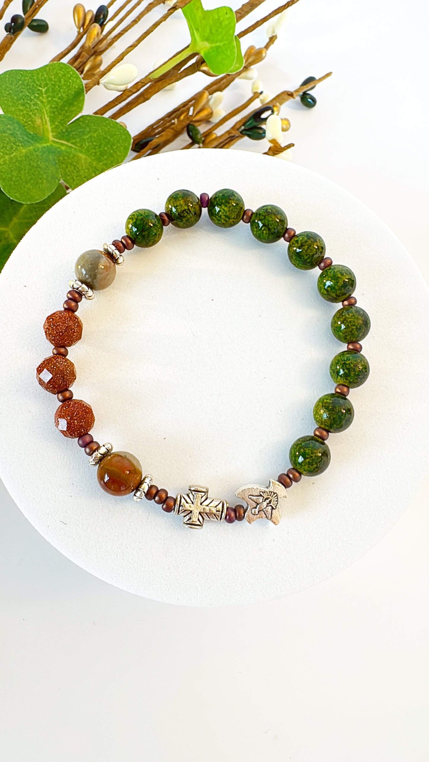 8mm Green Quartz One Decade Rosary Bracelet