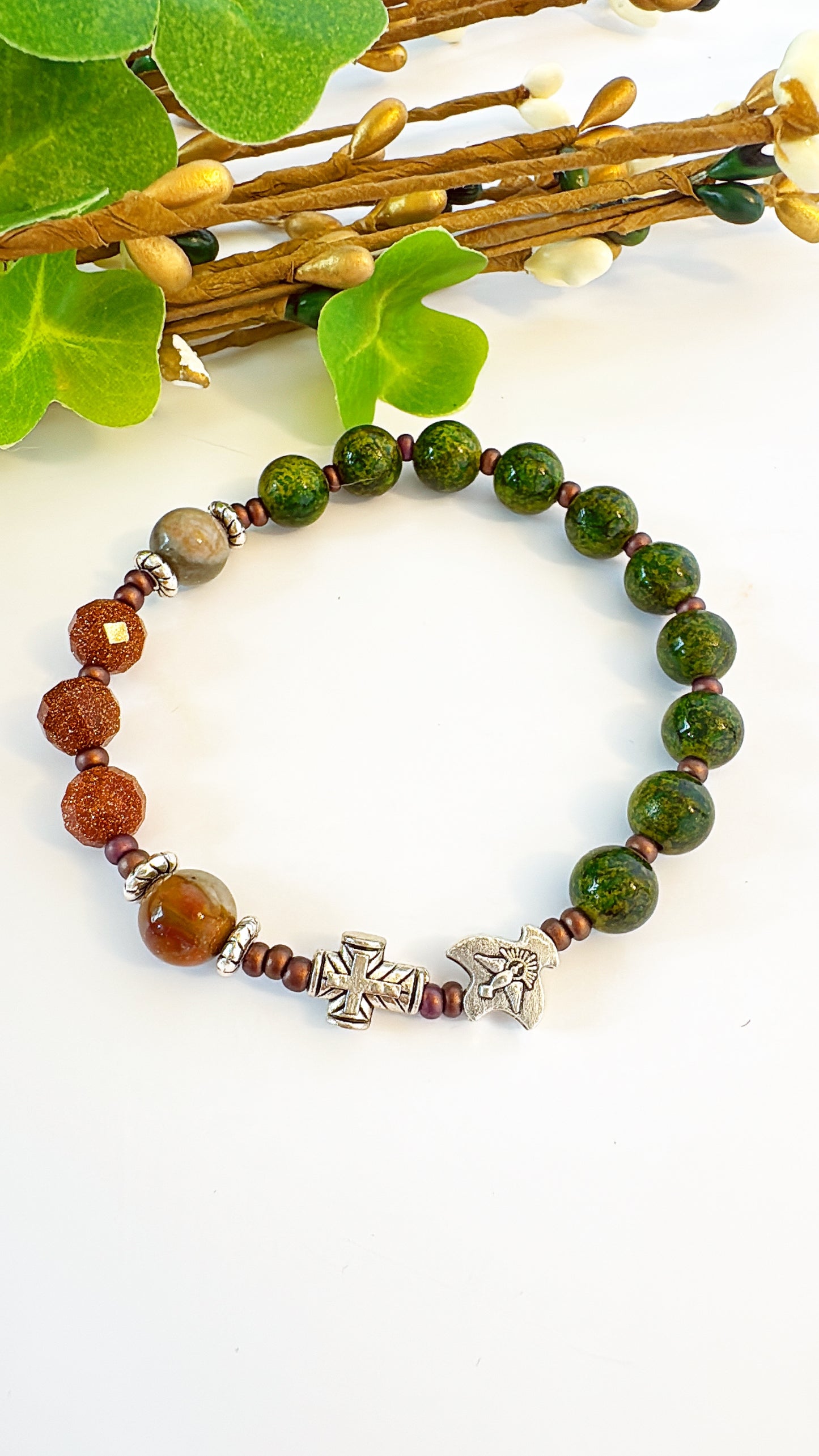 8mm Green Quartz One Decade Rosary Bracelet
