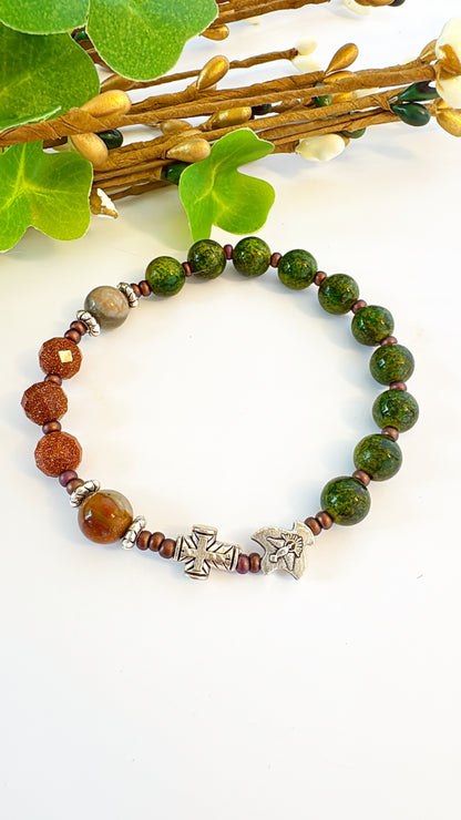 8mm Green Quartz One Decade Rosary Bracelet