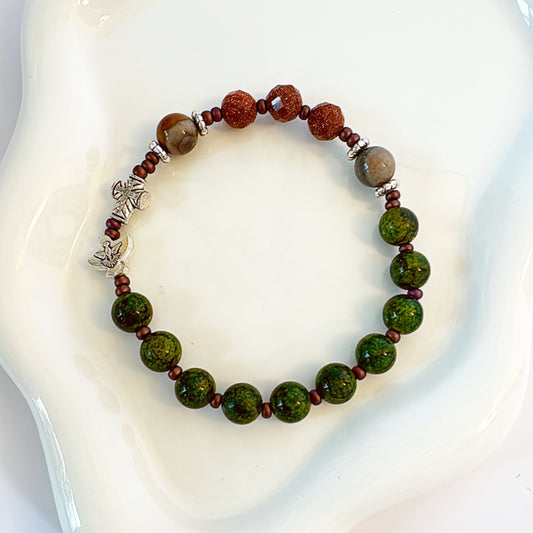 8mm Green Quartz One Decade Rosary Bracelet