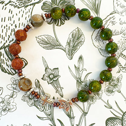 8mm Green Quartz One Decade Rosary Bracelet