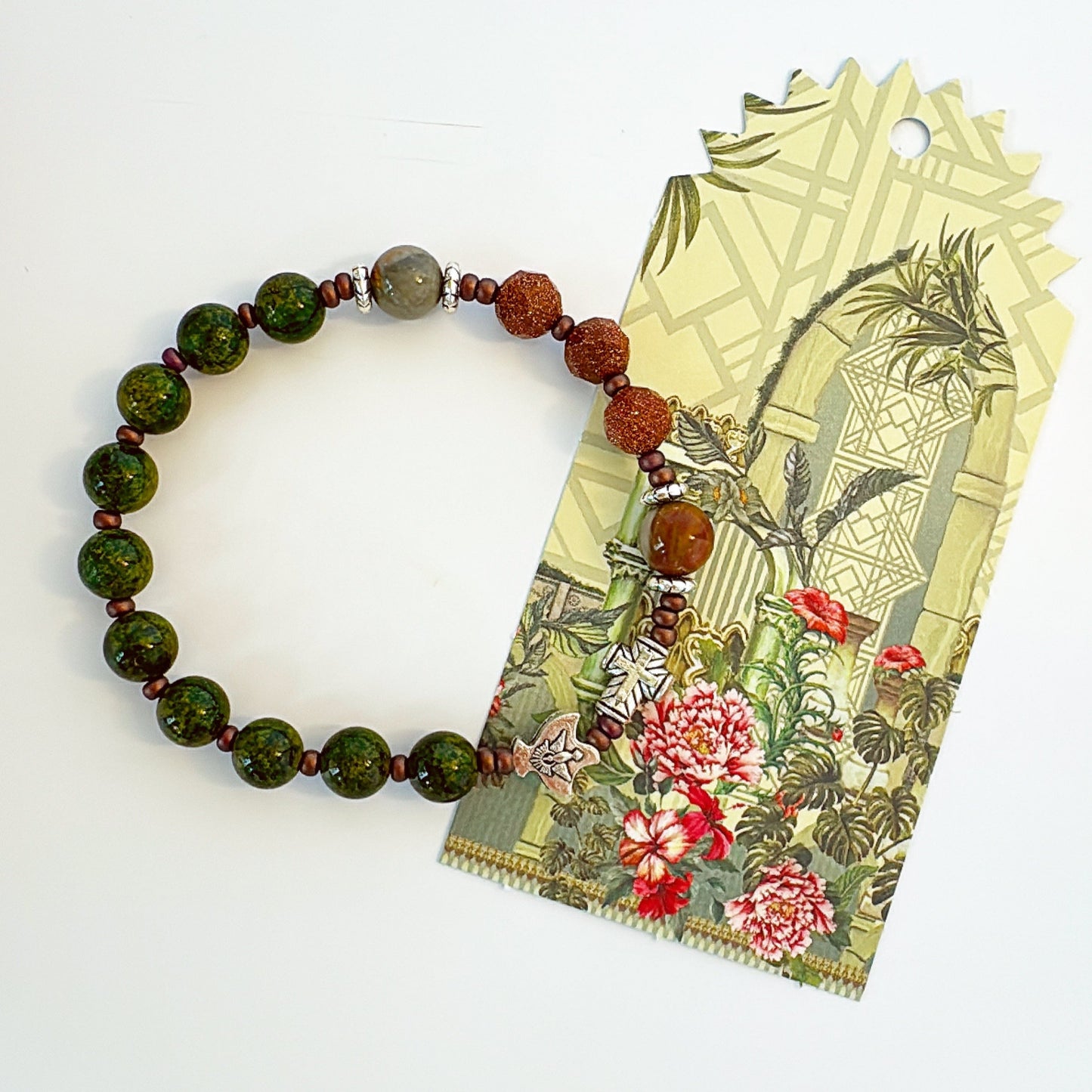 8mm Green Quartz One Decade Rosary Bracelet