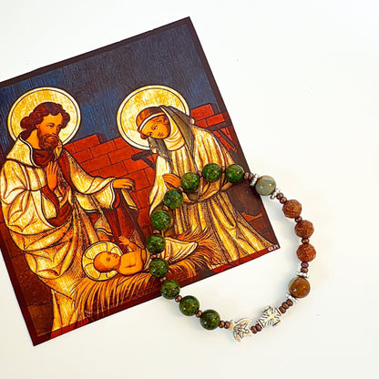 8mm Green Quartz One Decade Rosary Bracelet