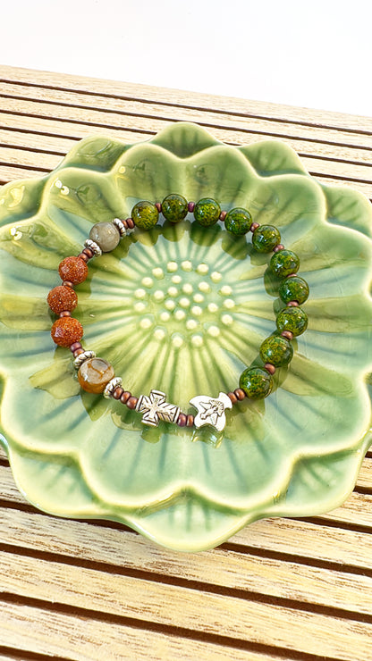 8mm Green Quartz One Decade Rosary Bracelet